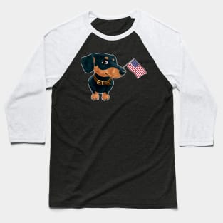 American Flag Dachshund Dog Love Baseball T-Shirt
